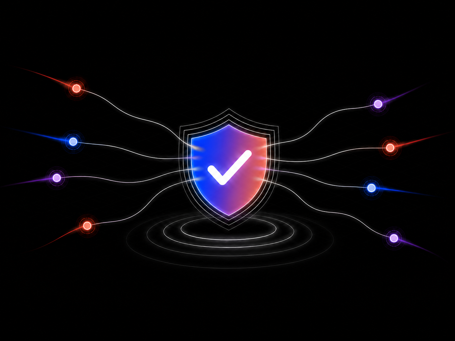Cyber attack signals blocked by a layered security shield